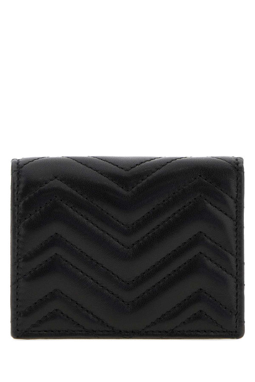 Black leather small GG Marmont wallet Black GUCCI (466492AAFAX)