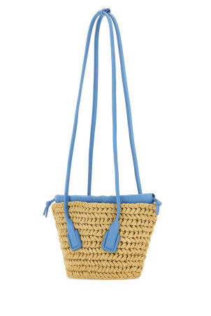 Two-tone raffia and nappa leather small Arco shoulder bag BOTTEGA VENETA (743638V2P02)