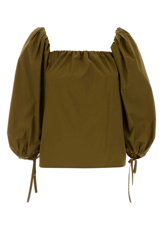 Блуза з джерсі оливкового кольору SAINT LAURENT (870384Y9J07)