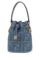 Cerulean blue raffia Mon Tresor bucket bag FENDI (8BS109AY6G)