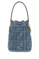 Cerulean blue raffia Mon Tresor bucket bag FENDI (8BS109AY6G)