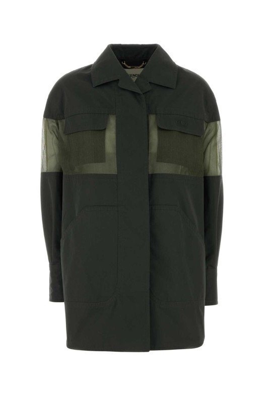 Olive green cotton blend jacket FENDI (FJ7725AW7D)