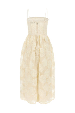 'Flower Mesh Midi' dress White