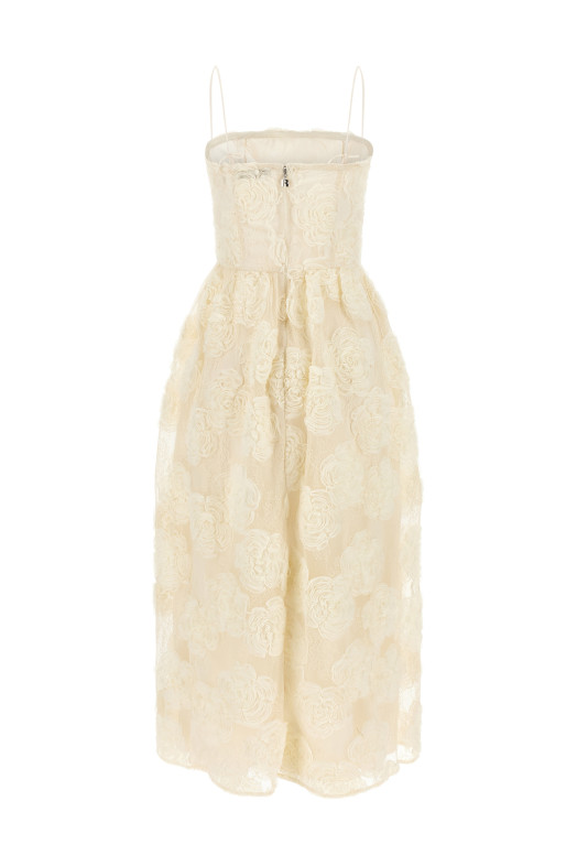 'Flower Mesh Midi' dress White