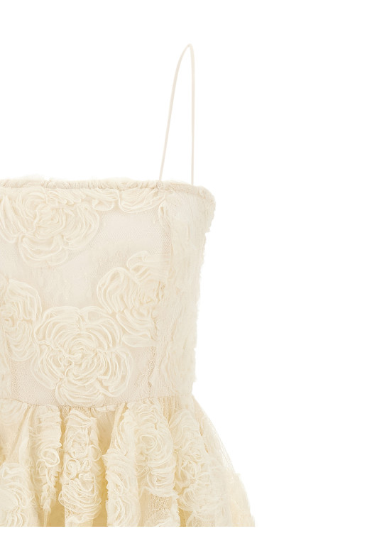 'Flower Mesh Midi' dress White