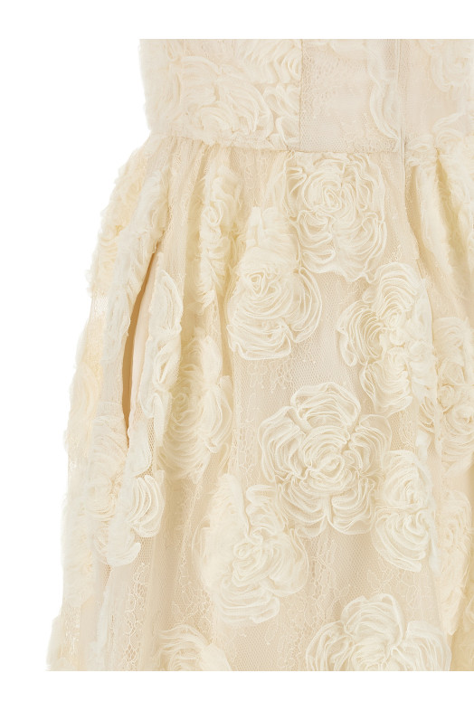 'Flower Mesh Midi' dress White