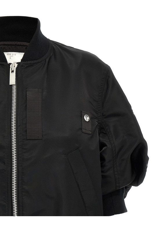 Куртка-бомбер з рукавами 3/4, чорна SACAI SCW302001