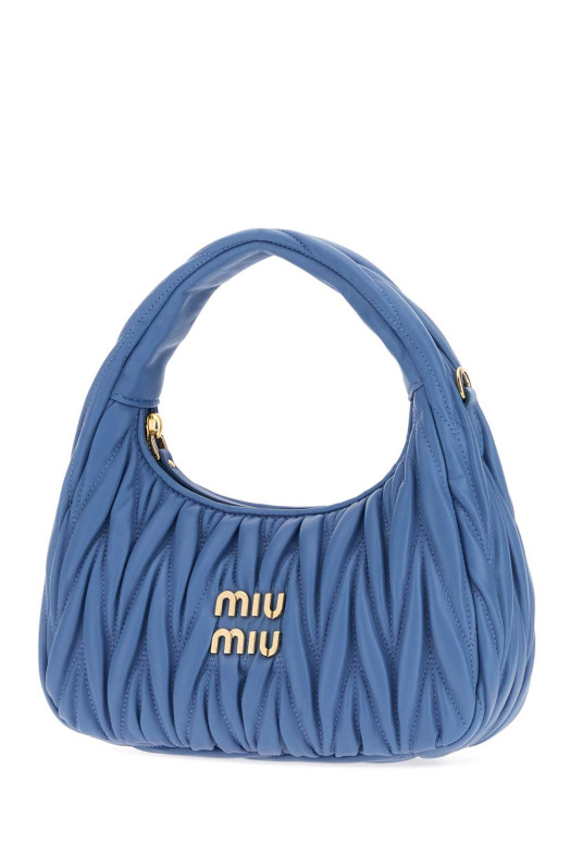 Cerulean blue nappa leather Wander handbag MIU MIU (5BC125VOOYAN88)