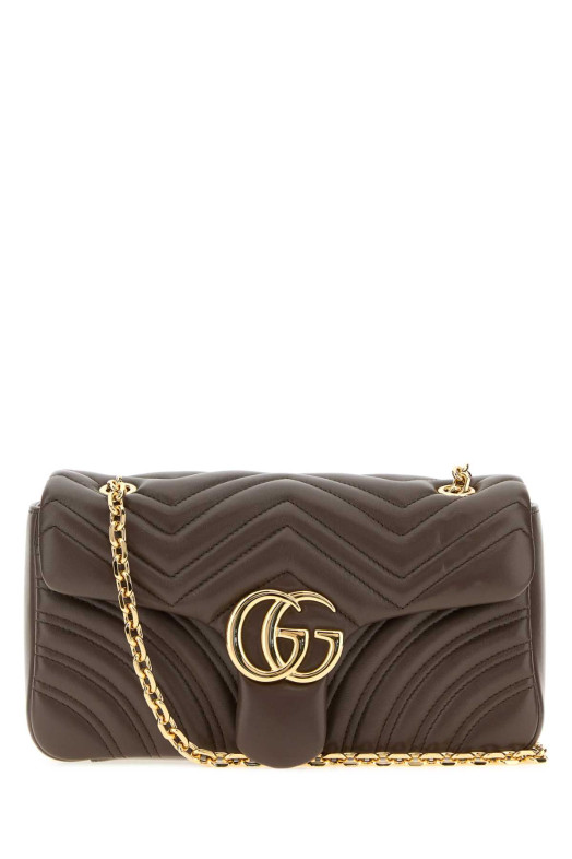 Сумка через плечо GUCCI из кожи наппа цвета «мут» с узором GG Marmont (837267AAGUE)