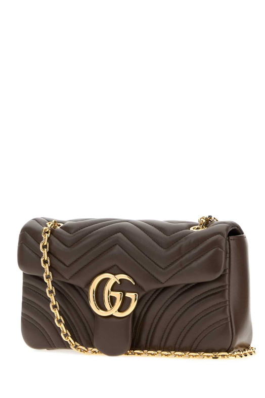 Сумка через плечо GUCCI из кожи наппа цвета «мут» с узором GG Marmont (837267AAGUE)