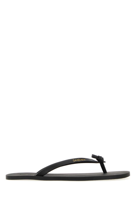 Чорні шкіряні капці-босоніжки SAINT LAURENT (860815DWE00)