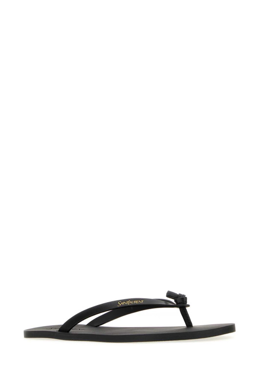Чорні шкіряні капці-босоніжки SAINT LAURENT (860815DWE00)