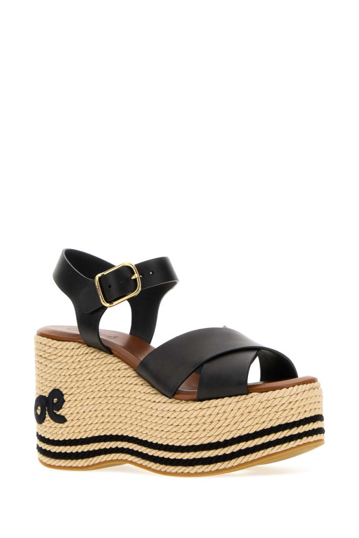 Black leather ChloÃ¨ Sand wedge CHLOE (CH26U18ZXJ)