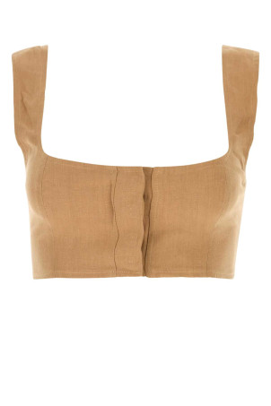 Camel linen Jirja crop-top LE KASHA (JIRJA)