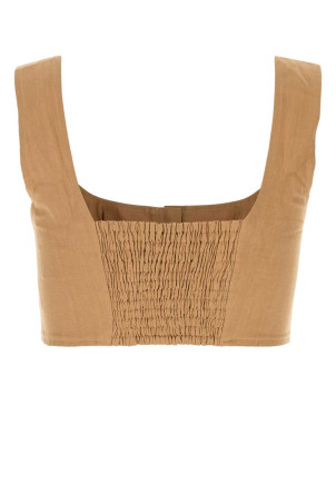 Camel linen Jirja crop-top LE KASHA (JIRJA)