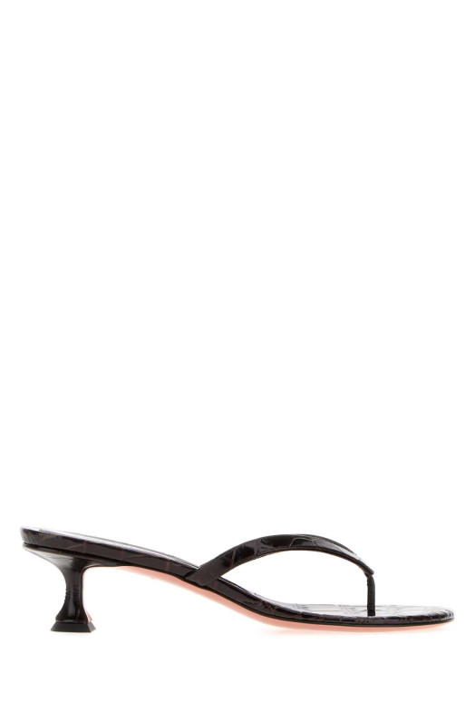 Dark brown leather Juliette thong mules AMINA MUADDI (JULIETTETHONG45)