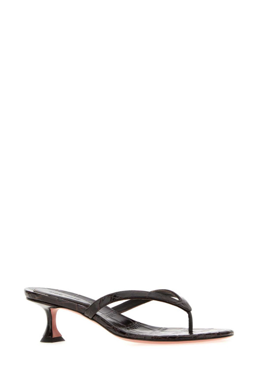 Dark brown leather Juliette thong mules AMINA MUADDI (JULIETTETHONG45)