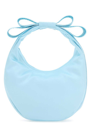 Pastel light-blue satin small Cadeau handbag BLUE MACH&MACH (R24B0065CRP952)