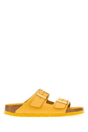 Жёлтые кожаные тапочки Arizona от BIRKENSTOCK (1031745)