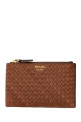 Кожаный держатель для карт цвета «карамель» PRADA (1MC0862BE1)