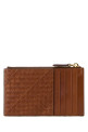 Кожаный держатель для карт цвета «карамель» PRADA (1MC0862BE1)