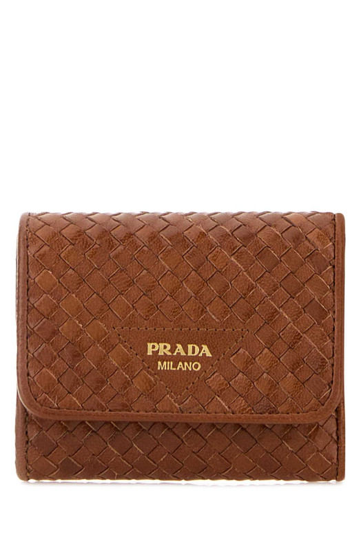 Кожаный кошелек цвета карамели PRADA (1MH0432BE1)