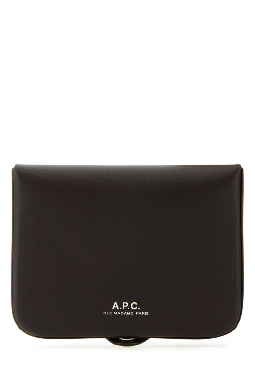 Dark brown leather card holder A.P.C. (PXAWVH63176)