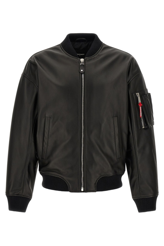 Кожаная куртка-бомбер, черная DSQUARED2 S74AM1502SY1491900