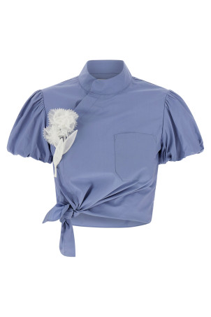 'Blue Cotton Tie Side' top BLUE