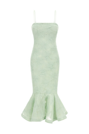 'Flower Mesh Flounce' dress Green