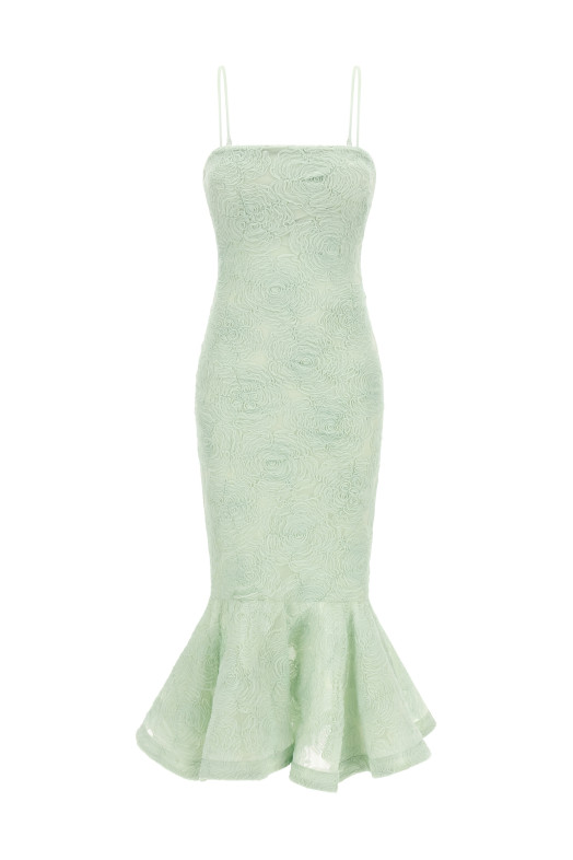 'Flower Mesh Flounce' dress Green