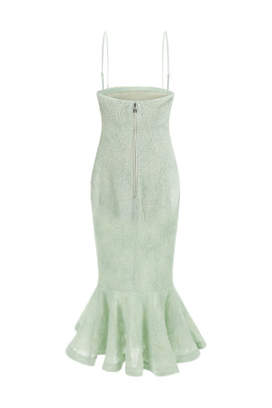 'Flower Mesh Flounce' dress Green