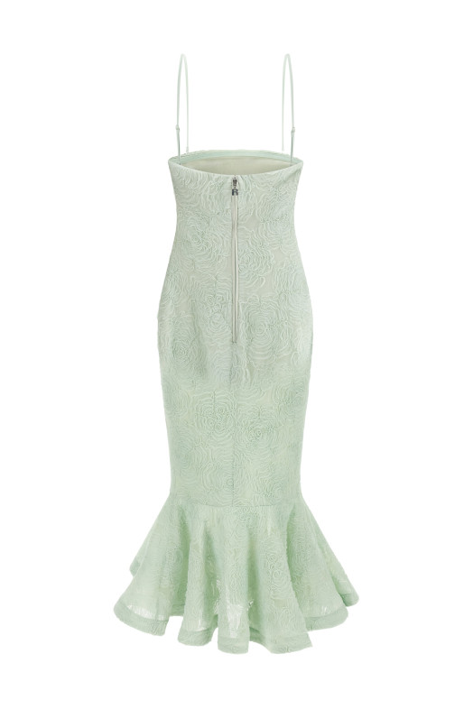 'Flower Mesh Flounce' dress Green