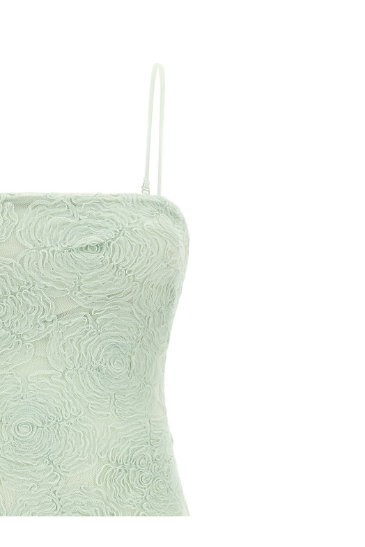 'Flower Mesh Flounce' dress Green
