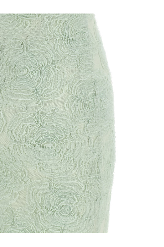 'Flower Mesh Flounce' dress Green
