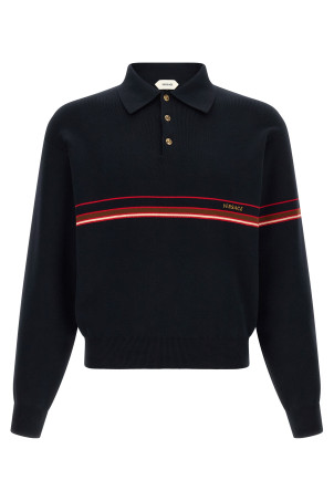 Inlaid striped polo shirt Blue