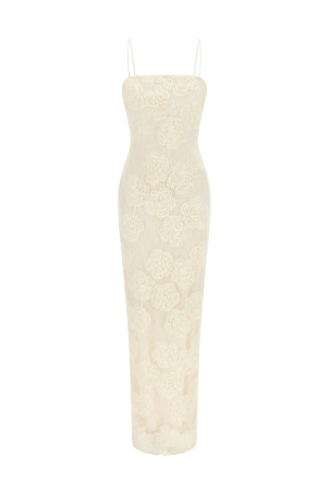'Flower Mesh Tube' dress White