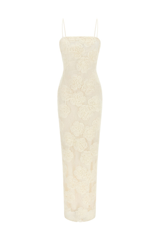 'Flower Mesh Tube' dress White