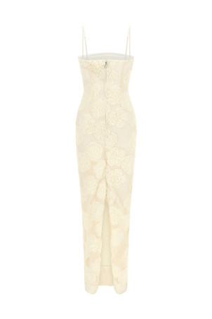 'Flower Mesh Tube' dress White