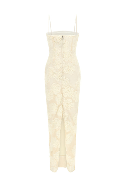 'Flower Mesh Tube' dress White
