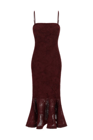 'Flower Mesh Flounce' dress Bordeaux