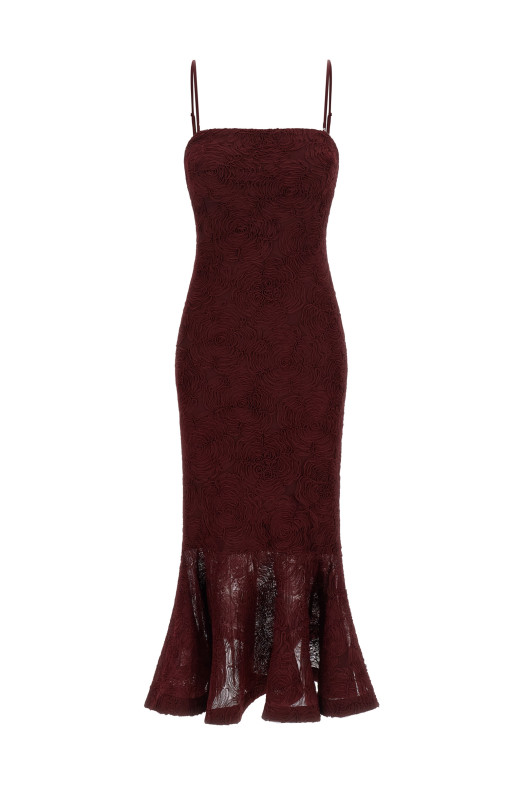 'Flower Mesh Flounce' dress Bordeaux