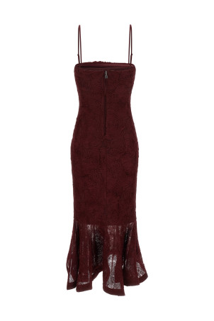 'Flower Mesh Flounce' dress Bordeaux
