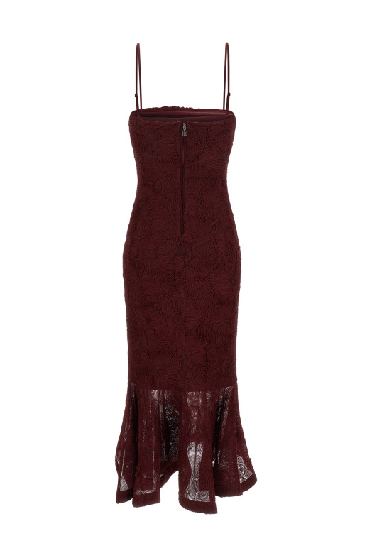 'Flower Mesh Flounce' dress Bordeaux