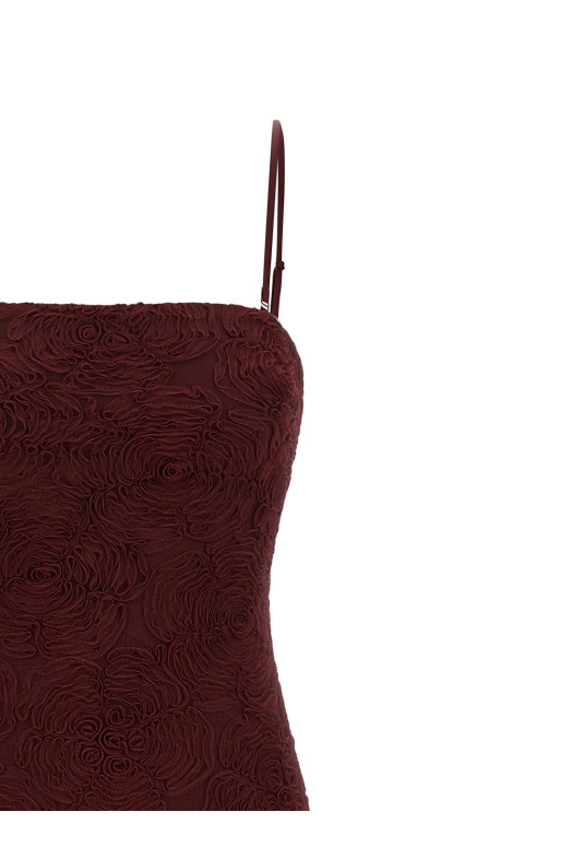 'Flower Mesh Flounce' dress Bordeaux