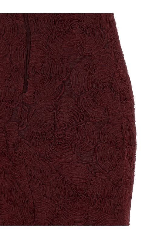 'Flower Mesh Flounce' dress Bordeaux