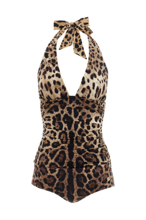 'Leopardo' one-piece swimsuit Brown