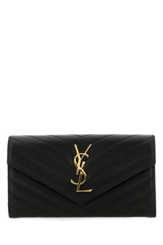 Черный кожаный кошелек Black SAINT LAURENT (372264BOW01)