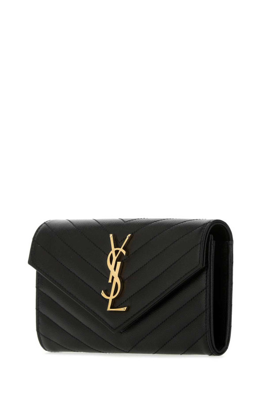 Черный кожаный кошелек Black SAINT LAURENT (372264BOW01)