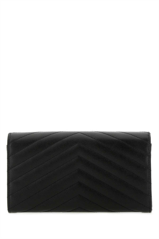 Черный кожаный кошелек Black SAINT LAURENT (372264BOW01)